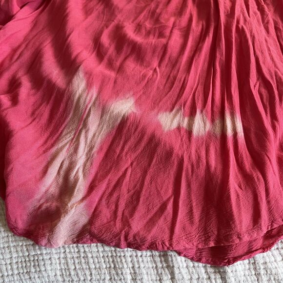 Venice Blue Dress Womens One Size Pink Embroidered Rayon Handkerchief Hem Boho - Picture 15 of 15